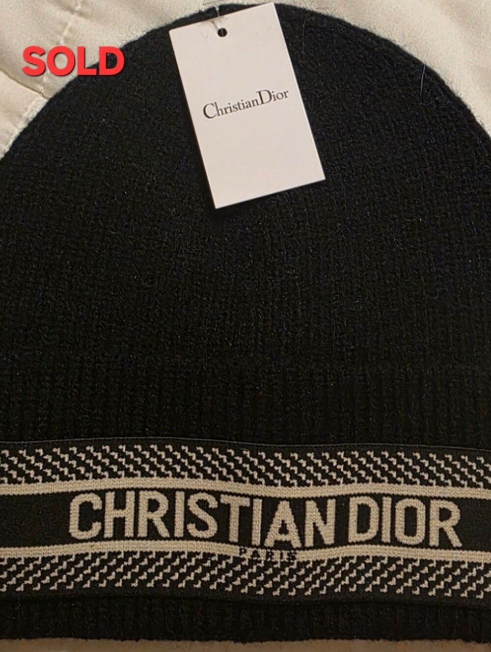 Sold! Not Available Christian Dior Black & Cream Logo Beanie
